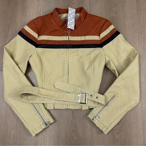 Cropped leather jacket